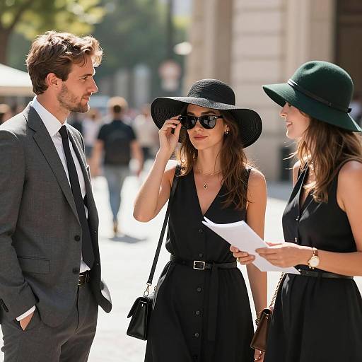 Chic Trio in Urban Sunlight