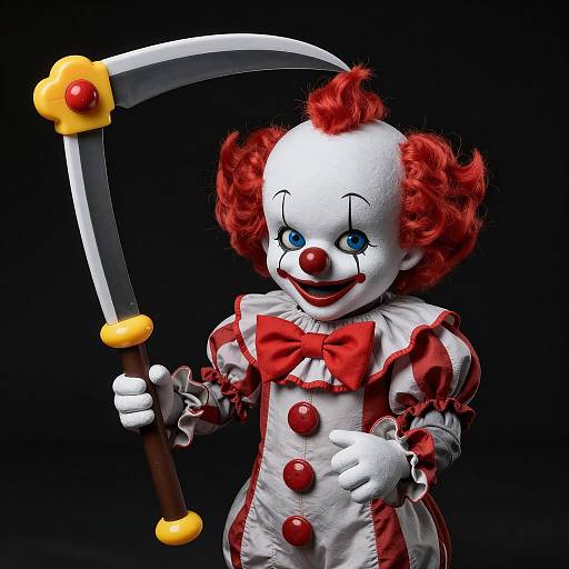 Creepy Clown Doll with Toy Guillotine