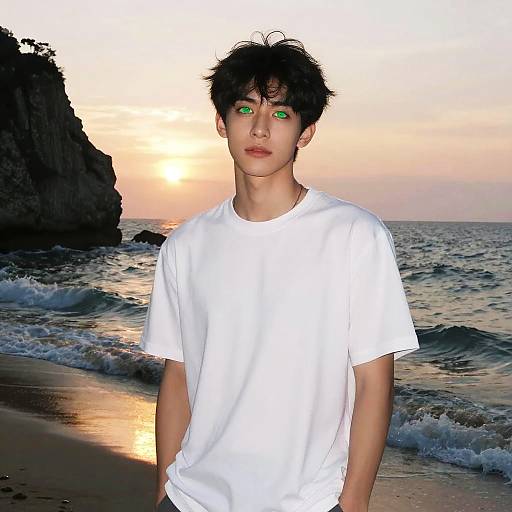 Green-Eyed Youth on Sunset Cliff