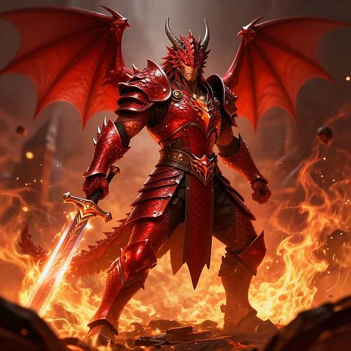 Crimson Dragon Ranger in Fiery Battle