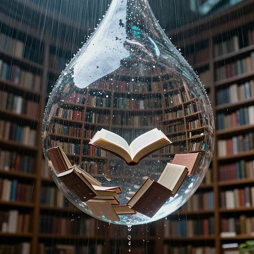 Floating Library Inside a Raindrop