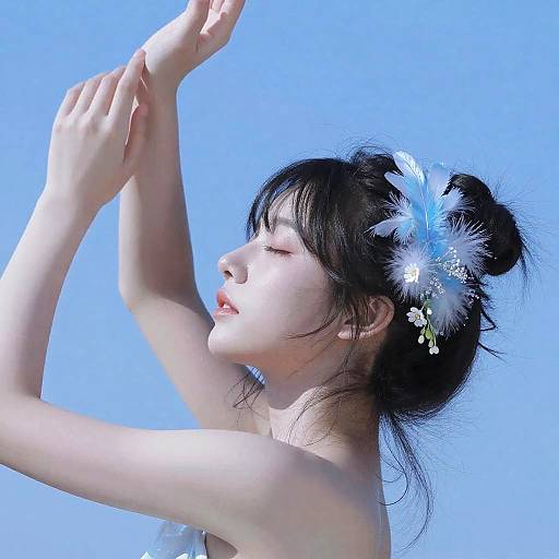 Ethereal Profile of Woman with Feathers