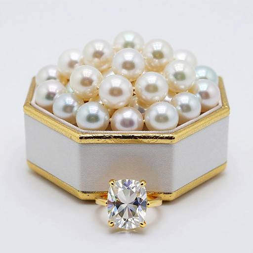 Elegant Gold-Trimmed Pearl Box Closeup