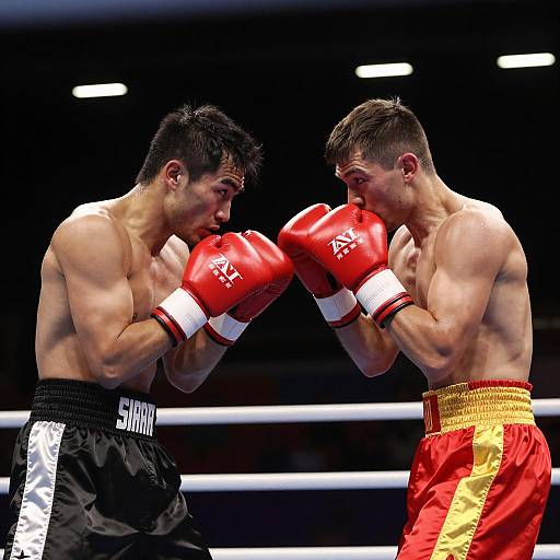 Two Male Boxers Facing Off in Ring