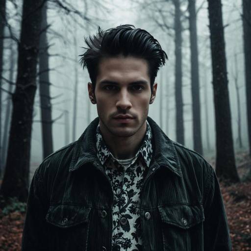 Stylish Man in a Gothic Forest Setting