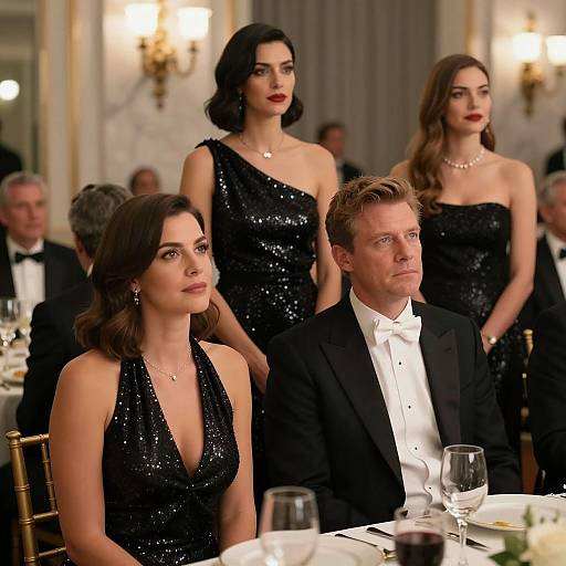 Elegant Formal Event with Guests in Black Tie Attire