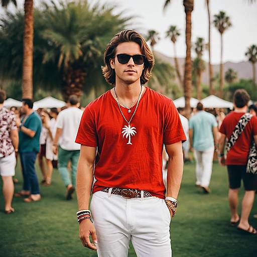 Man in Red Shirt at Outdoor Party
