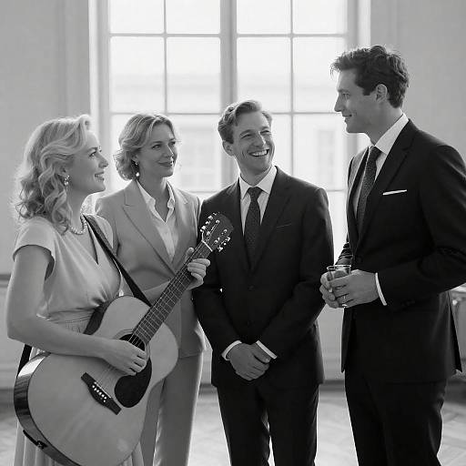 Elegant Gathering in Black-and-White Photography