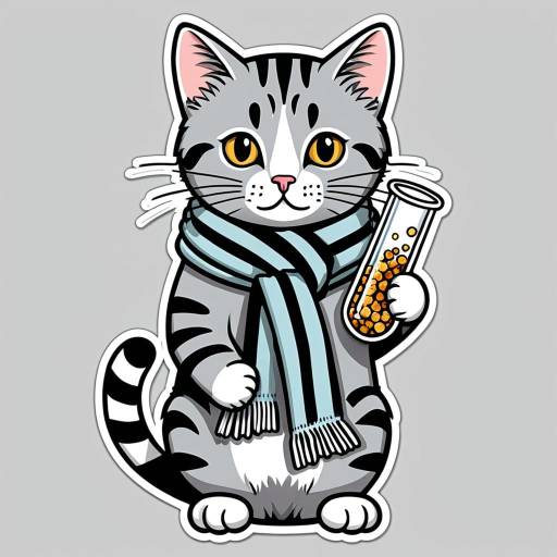Kawaii Cat Scientist in Scarf Sticker