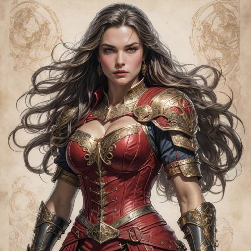 Realistic Pencil Sketch of Female Warrior