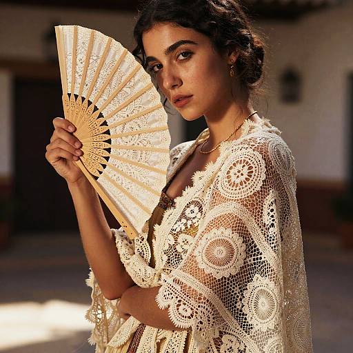 Spanish Girl in Andalusian Courtyard