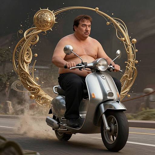 Obese Steven Seagal on Scooter