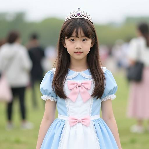 Young Girl in Crowned Blue Dress