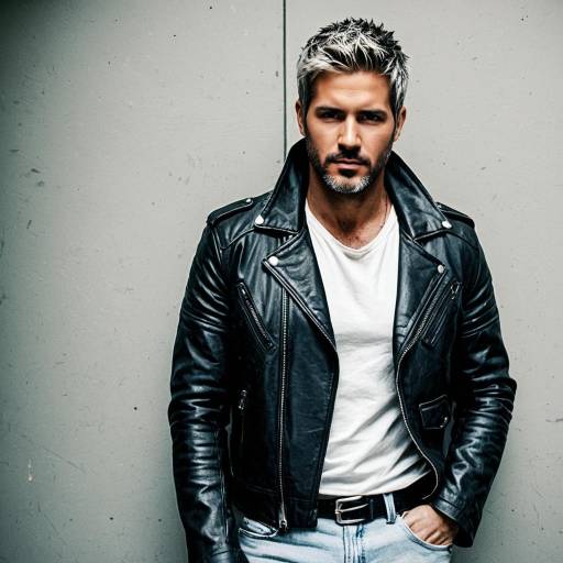 Man in Leather Jacket and White T-shirt