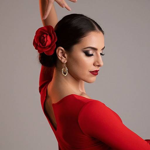 Close-Up Flamenco Dancer in Red