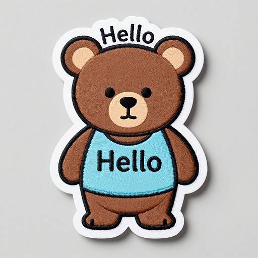 Cute Hello Bear Sticker Patch