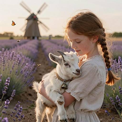 Whimsical Lavender Field at Golden Hour