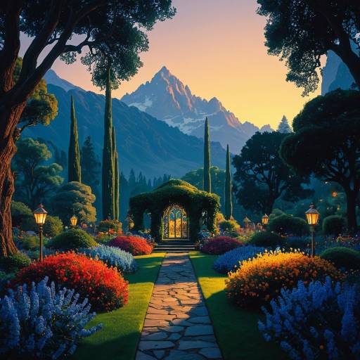 Magical Luminous Garden at Twilight