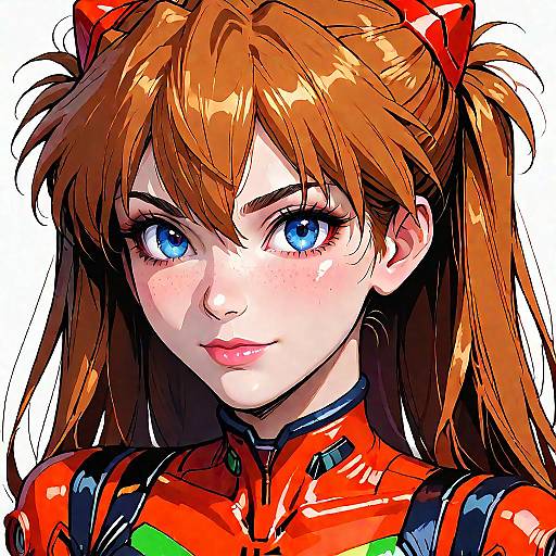 Smiling Anime Girl in Red Plugsuit