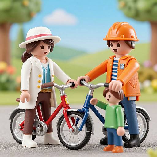 Colorful 3D Playmobil Family Scene