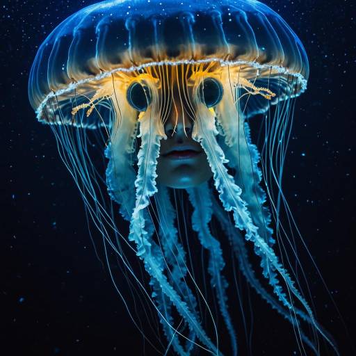 Bioluminescent Jellyfish with Human Face