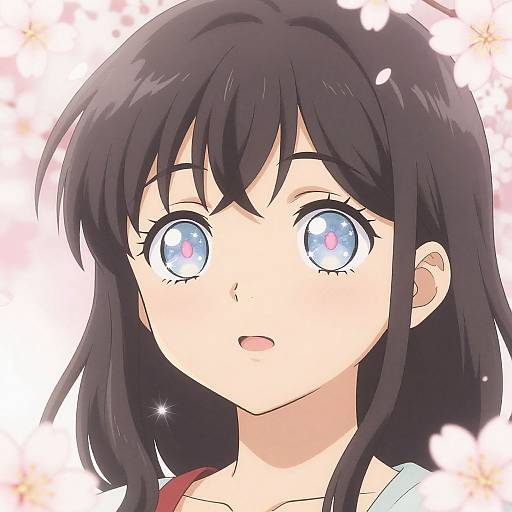 Elegant Anime Girl with Cherry Blossoms