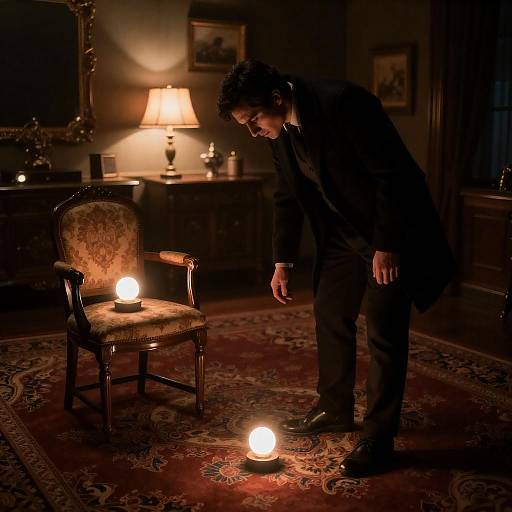 Mysterious Man and Glowing Objects