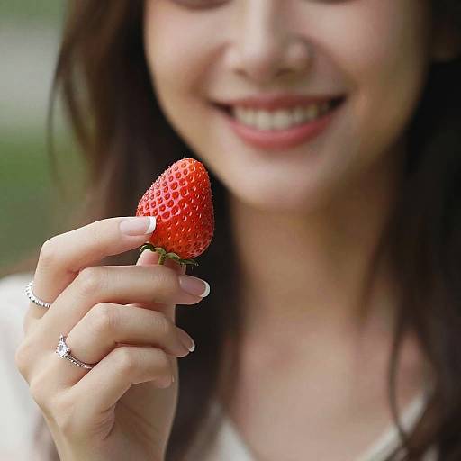 Close-Up of Woman Holding Strawberry