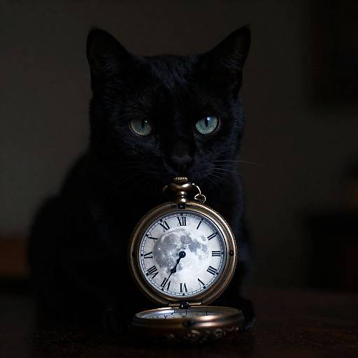 Noir Cat and Lunar Pocket Watch