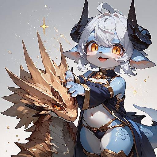 Curvy Dragon Kemono Character Portrait