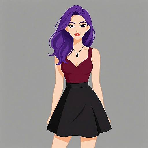 Chic Woman in Color-Blocked Dress