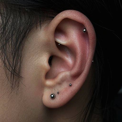 Grimy Macro Ear Piercing Close-Up