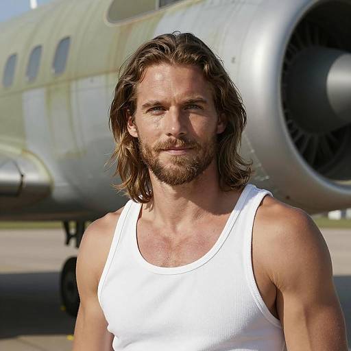 Portrait of a Man by Aircraft Fuselage