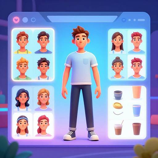 Futuristic Sims Character Creator UI