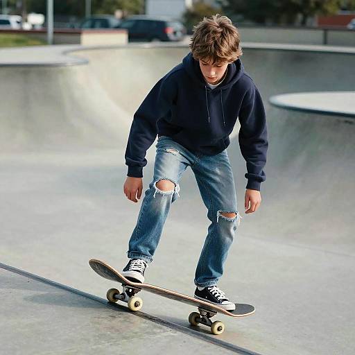 Vintage Skateboarder Teen in Urban Park