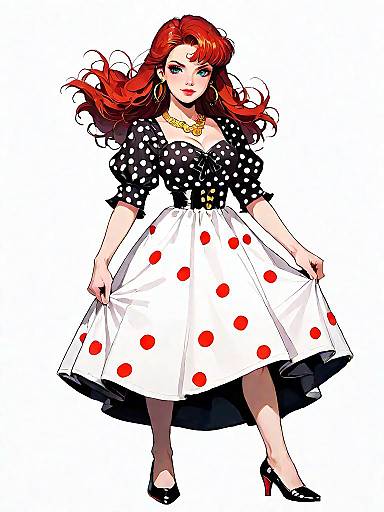 Retro-Inspired Fashion Illustration of a Woman