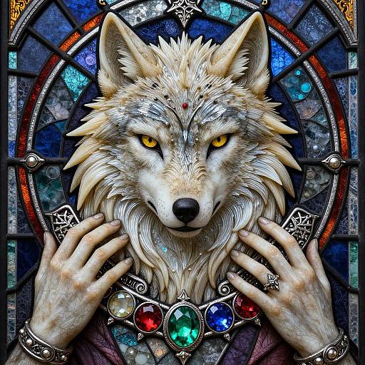 Ivory and Gemstone Werewolf Ornament