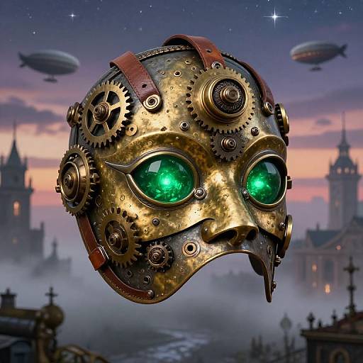 Steampunk Fantasy Mask with Emerald Lenses