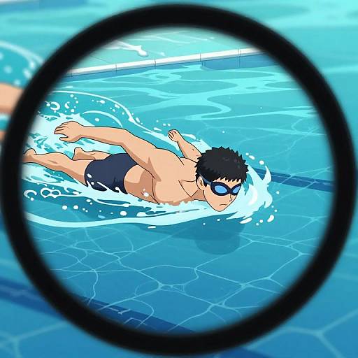 Animated Young Man Swimming Scene