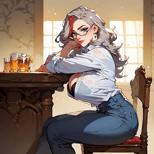 Mature Woman in a Bar with Style