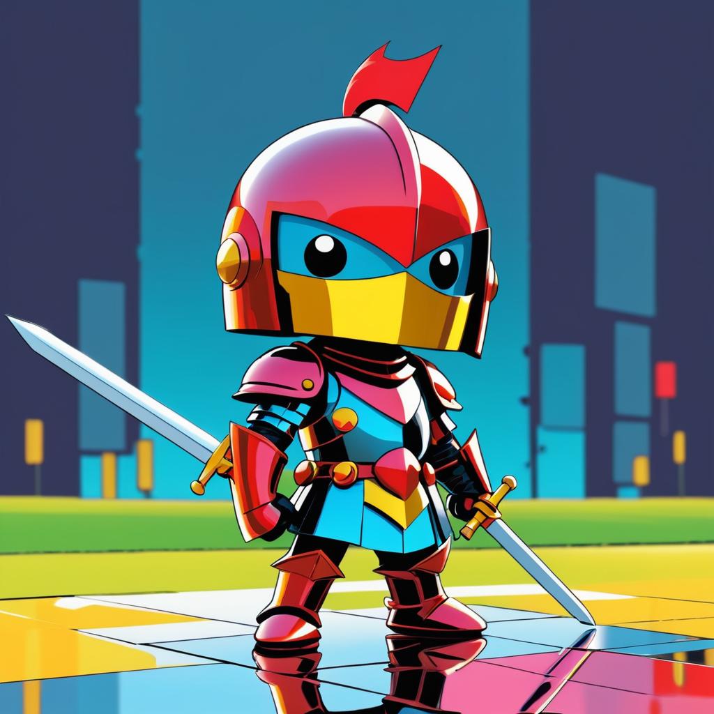 Tiny Knight in Bold Comic Style