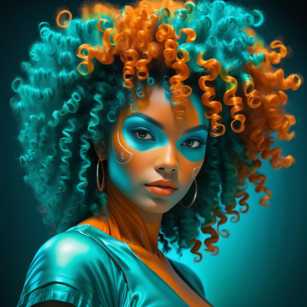 Surreal Woman with Vibrant Skin and Hair