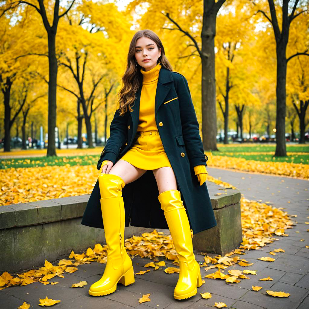 Stylish Teen in Bright Yellow Boots