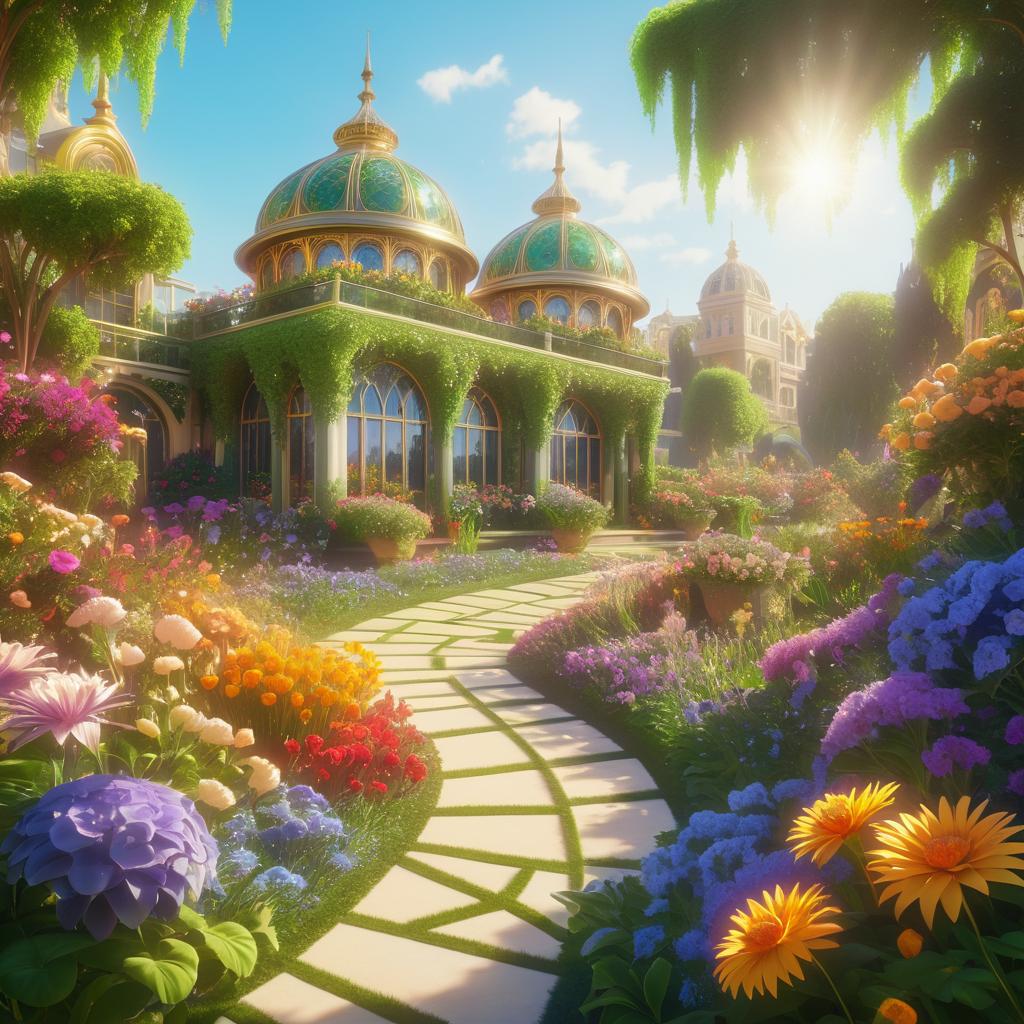 Vibrant Art Nouveau Flower Garden Painting