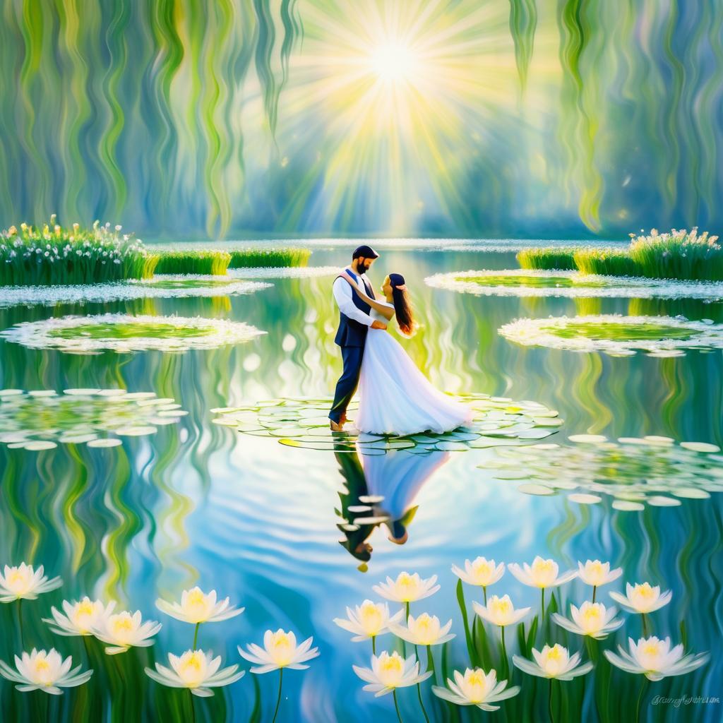 Serene Couple Dancing Among Lilies