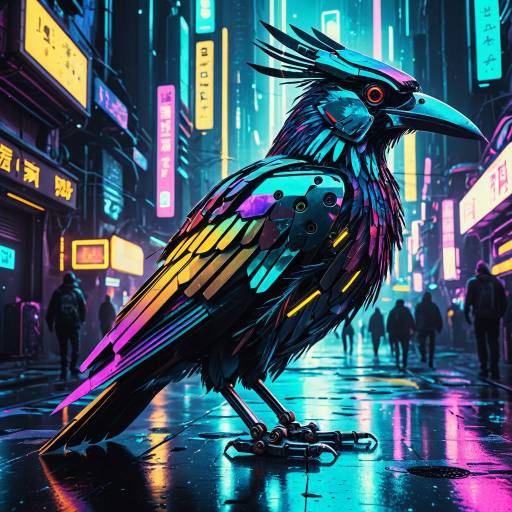 Cyberpunk Mechanical Bird Concept Art