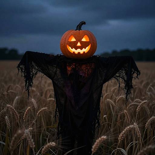 Sinister Glowing Pumpkin Scarecrow
