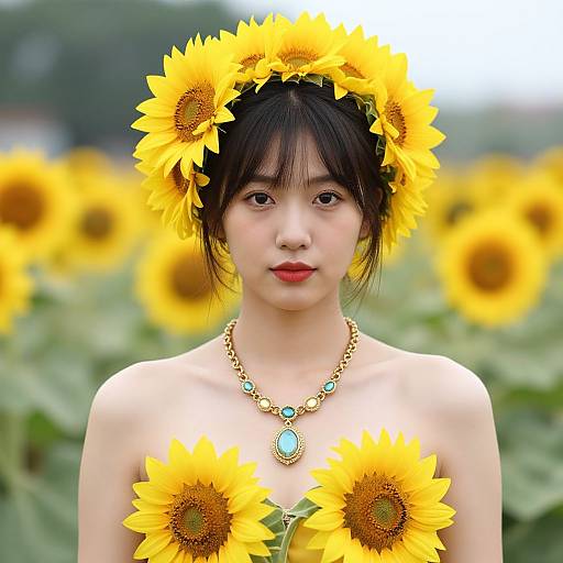 Sunflower Festival Girl Portrait