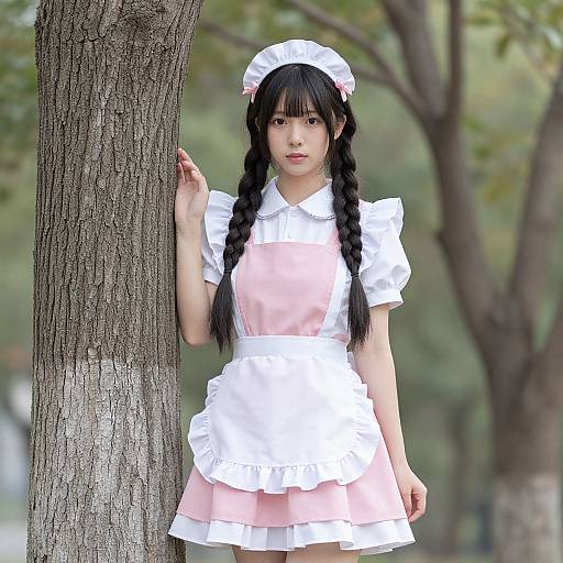 Realistic Pink French Maid Outdoors