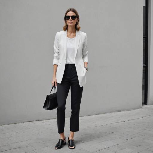Stylish Woman in Minimalist Monochrome Outfit